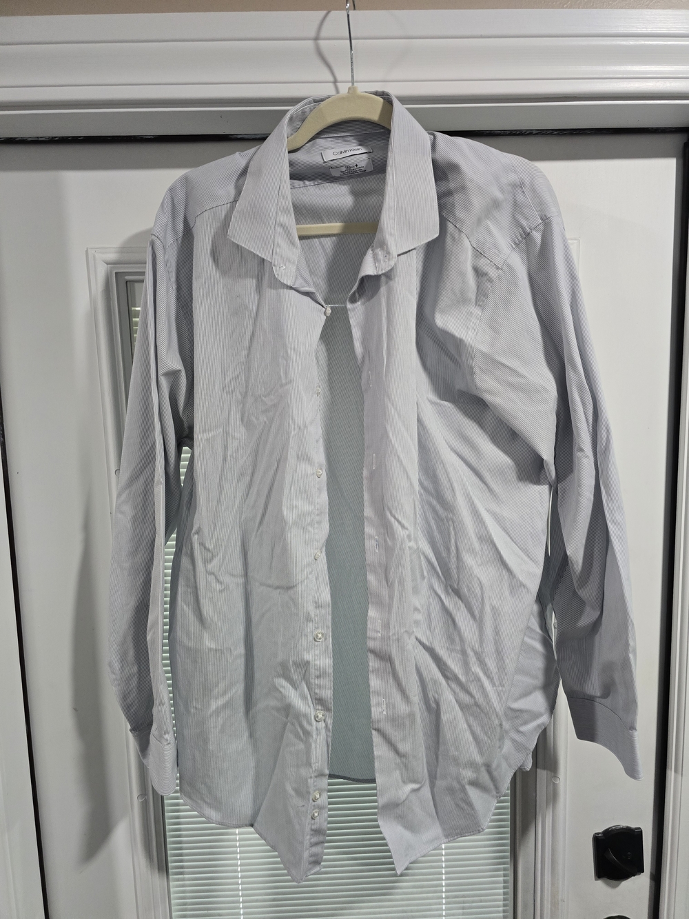 Calvin Klein Light Gray Men's Dress Shirt - Long Sleeve